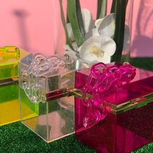 Acrylic Box Clutch Fuchsia or Neon Green